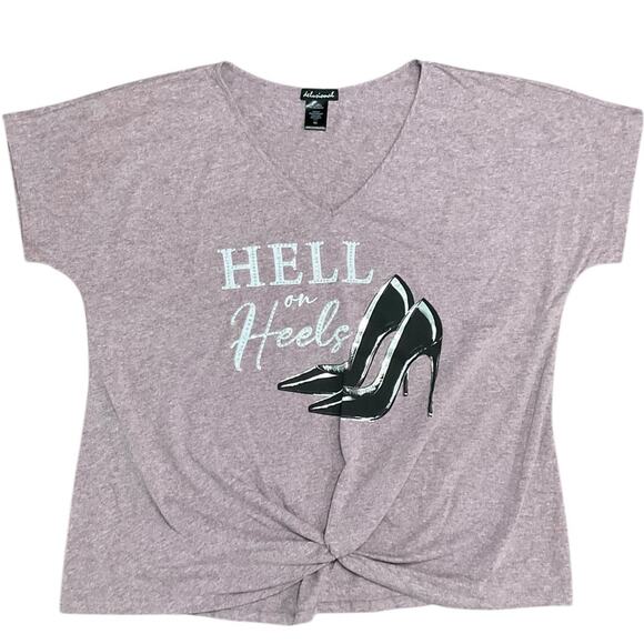 Delusional Women’s Purple Graphic V Neck Tee with Heels Design EUC - Picture 1 of 6